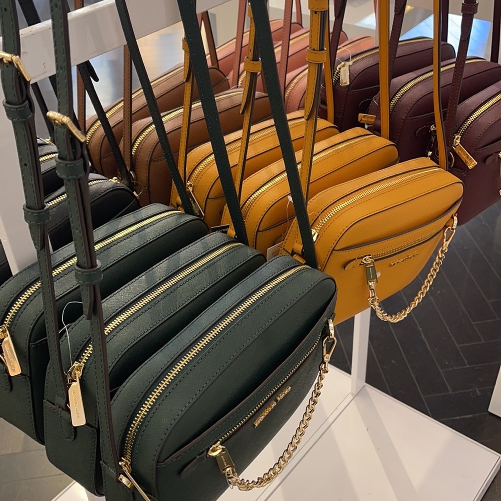 Michael Kors Jet Set Item Large East West Zip Chain Racing Green Crossbody Bag - Picture 8 of 11